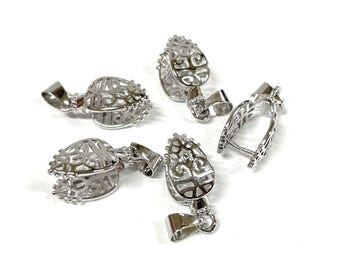 5pcs of Brass Pinch Bails pendant bails, Antique silver, Antique Copper (No. ASB1023)