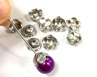 100 個 - 明るいシルバーメッキビーズキャップ 14 mm。 - Etsy 日本