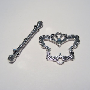 5 Sets of Large Antique Silver Butterfly Toggle Clasps(No. TGCLS791)
