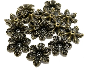 10pcs Large Antique Bronze Flower Bead Caps 18x4mm Jewelry supplies(No.BZCP500)