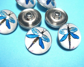 8pcs Dragonfly Snap Buttons Charms Knob Size: 5.5mm( 2/8")