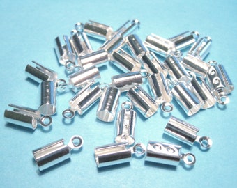 20pcs of Bright Silver Cord Crimp End Caps 11mm Folding Crimp Ends(No.CRP892)