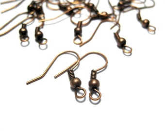 100pcs of Antique Copper Ear Wire Hook Earrings Hooks 18mm(No. EW1210)