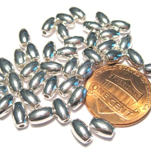 50pcs of Bright Silver Plated Oval Rice Spacer Beads 6mm(No.SSPC1259)