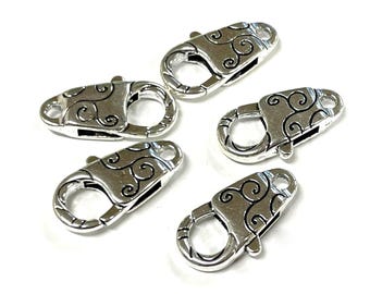 5pcs of Large Antique Silver Lobster Claw Clasps(No. LBCLS723)