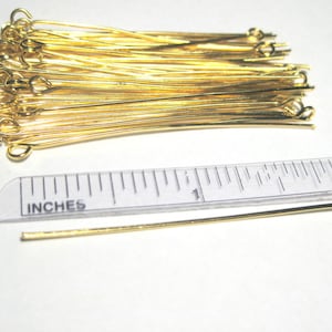 100pcs of Gold Plated Eye Pins 2 inches 50mm21ga No.661 image 2