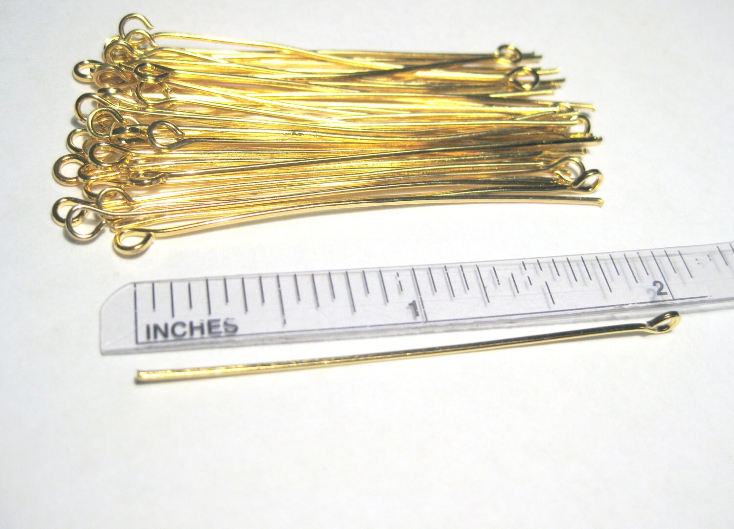 22K Gold Plated Open Eye Pins 21 Gauge 1 inch (x50)
