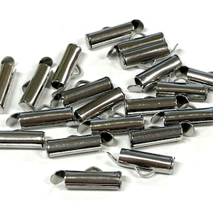 20pcs of Gunmetal Plated Slide On End Clasp Tubes Slider End Caps 13mm(No.CLSP874)