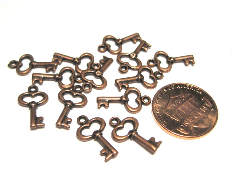 50pcs of Small Antique Copper Keys 15x8mm Etsy