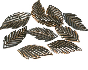 20pcs of Antique Copper Leaf Charm Pendants 33mm(No. CPCM634)