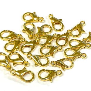 20pcs of Bright Gold Tone Lobster Claw Clasps 12mm Jewelry Supplies (No.GLC754A)