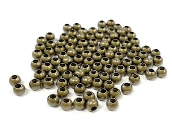 100pcs Antique Bronze Smooth Ball Spacer Beads 4mm Round(No.BZSP558)