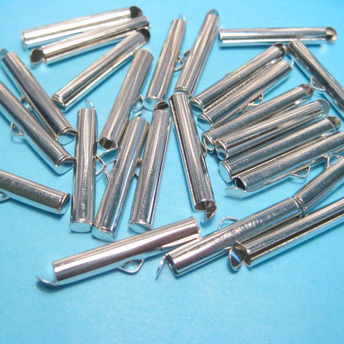 UNICRAFTALE About 48pcs Real 24K Gold Plated Slide On End Clasp Tubes