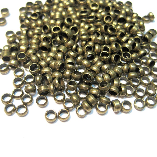 100pcs of Antique Bronze 3mm Crimps Beads(No.BZSP555)