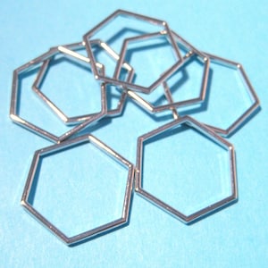 10pcs of Silver Tone Hollow Hexagons Links Connectors 23mm(No. LKR915)