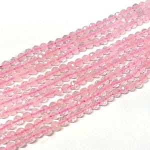 1 Strand Natural Rose Quartz Crystal Beads 3mm Round Faceted Clear Gemstone Beads(No.035-2234A)