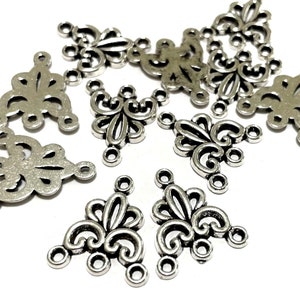 5 szt. antycznych srebrnych łączników do żyrandola, 3 pętle, elementy kolczyków (nr Cm243)