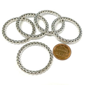 2 Stück große antike versilberte Kreis Runde Ring Links doppelseitig 35 mm (No. LKR912)