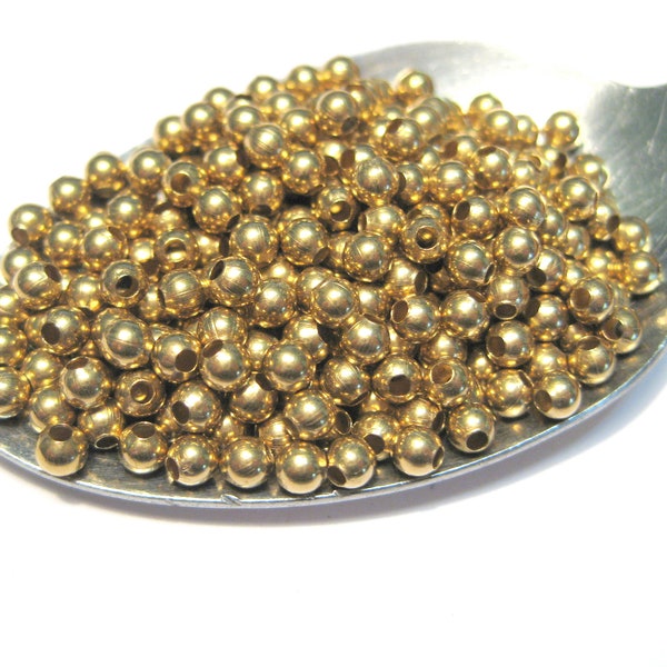 100pcs of Raw Brass Ball Beads 3mm Round ball beads(No. BSP1581)