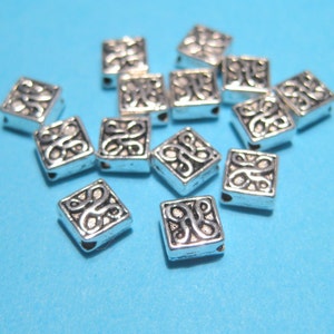 30pcs of Antique Silver Square Spacer Beads, Square Metal Spacer beads(No.SSPC1299)