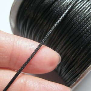 Black Korean Waxed Polyester Cord: 1mm, 30ft - Jewelry Making
