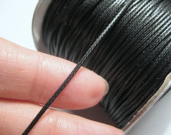 Cordão de poliéster encerado coreano preto, 1 mm, 9,14 m (30 pés)