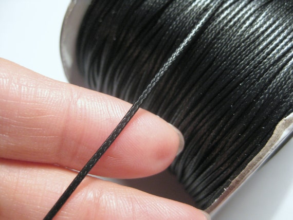 Black Korean Waxed Polyester Cord: 1mm, 30ft Jewelry Making