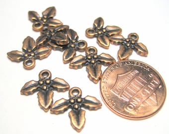 20pcs of Antique Copper Small 3 Leaf Charm Pendants 12mm(No. CPCM624)