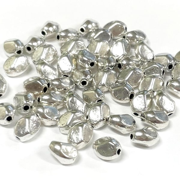 50pcs of Antique Silver Triangle Twist Oval Beads Spacer Beads (No. BC358A)