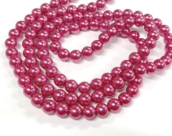 20pcs of Medium Red Glass Pearl Beads 8mm Round (No. GP1763)