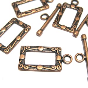 5 Sets Antique Copper Plated Rectangle Toggle Clasps(No. TGCLS821)