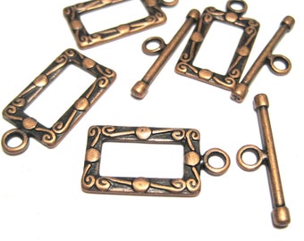 5 Sets Antique Copper Rectangle Toggle Clasps(No. TGCLS821)