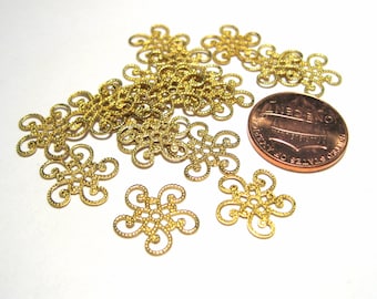 20pcs of Raw Brass Filigree Flower Link Connectors 19mm(No. BC1570)