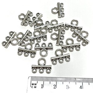 10 sztuk antycznych srebrnych łączników prętowych z 3 pętlami do kolczyków (nr CM222)