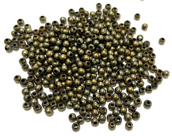 100pcs Antique Bronze Ball Spacer Beads 3mm Round Metal beads(No.BZSP557)