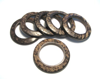 4pcs of Large Brown Coconut Wood Beads Coconut Links Ring Beads