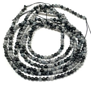 1 Strand Natural Snowflake Obsidian 2mm Round Gemstone Beads(No.25-GS2468)