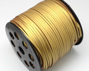 30ft Gold Faux Suede Cord Leather Like 3mm