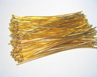 100pcs of Gold Plated Brass Ball Head pins 50mm 2 inches 23ga (No.NFG)