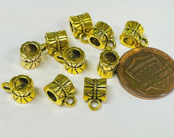 10pcs of Antique Gold Plated  Tube Bails Beads European Charm Style Bails(No. AGB1787)