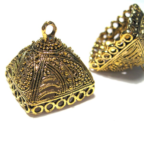 3pcs de oro antiguo extra grande borla caps cono caps (lo1)