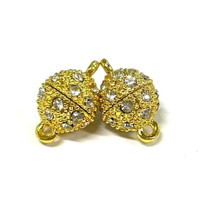 5 Sets of Gold Tone Plated Rhinestone Magnetic Clasps 16mm(No. MGC2293)