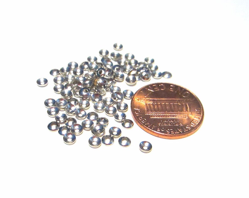 100pcs of Silver Tone Tiny Bead Caps 3mm Brass Bead ConesNo.BCP335 image 2