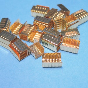 50pcs of Gold Tone Plated Rectangle Cord End Caps Crimp Caps (No.CRP858)
