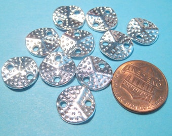 20pcs of Bright Silver Plated Hammered Wavy Flat Round Links Connectors 9mm(No. STG942)