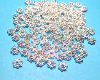 100pcs Bright Silver Plated Daisy Spacer Metal Beads 4mm(No.SSPC1338)