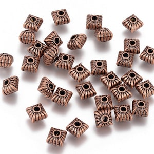 10pcs of Antique Copper Square Spacer Beads 5x6mm(No. CPSP645)