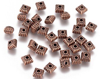 10pcs of Antique Copper Square Spacer Beads 5x6mm(No. CPSP645)