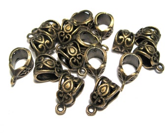 10pcs of Antique Bronze Pattern Carved Bails(No. ABB1061)