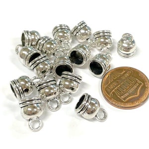 10 Antique Silver Plated Bell Bead Caps: Kumihimo Supplies